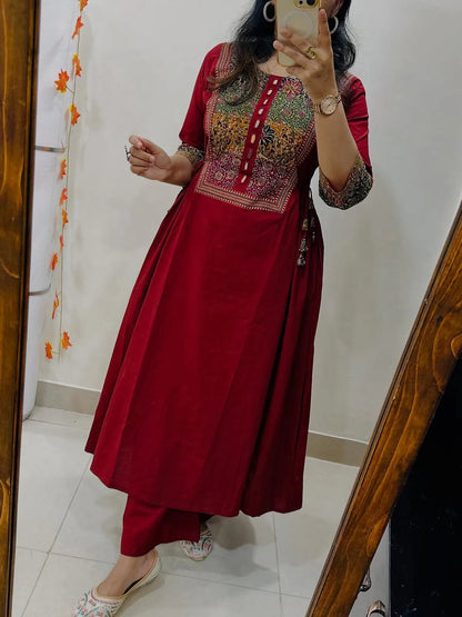 Designer Heavy Kurti Palazzo Set in Premium Cotton Fabric