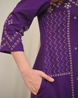 Purple Printed Kurta Pant Set with Dupatta for Women