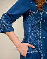 Teal Blue Printed Kurta Pant Set with Dupatta for Women