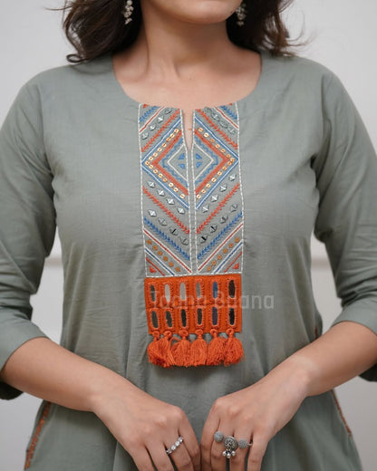 Premium Sage Green Kurti Palazzo Set