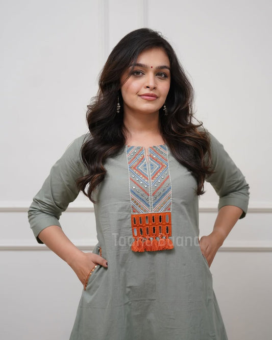 Premium Sage Green Kurti Palazzo Set