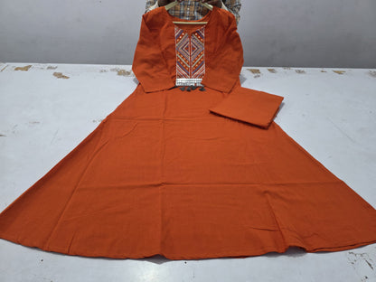 Premium Rust Orange Kurti Palazzo Set