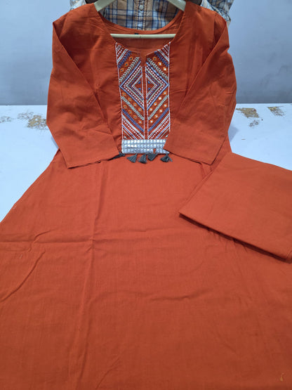 Premium Rust Orange Kurti Palazzo Set