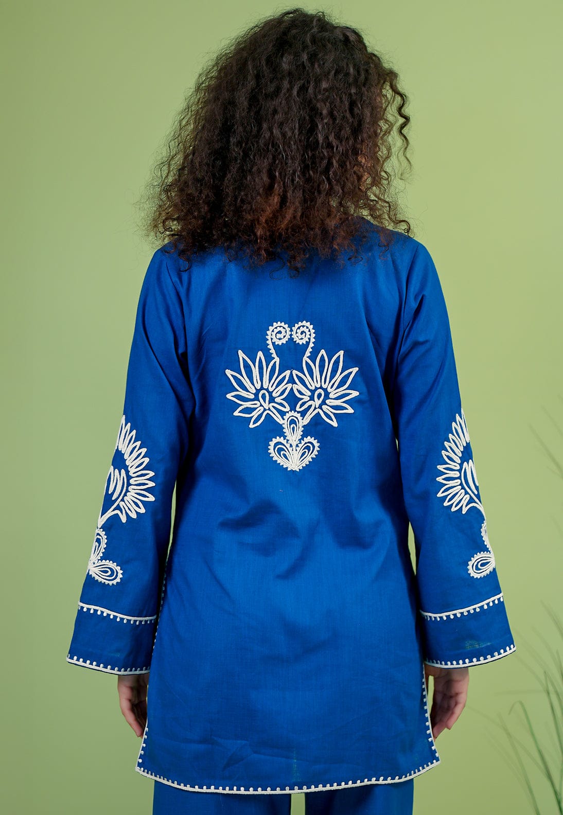 Royal Blue Embroidered Kurta Pant Set for Women