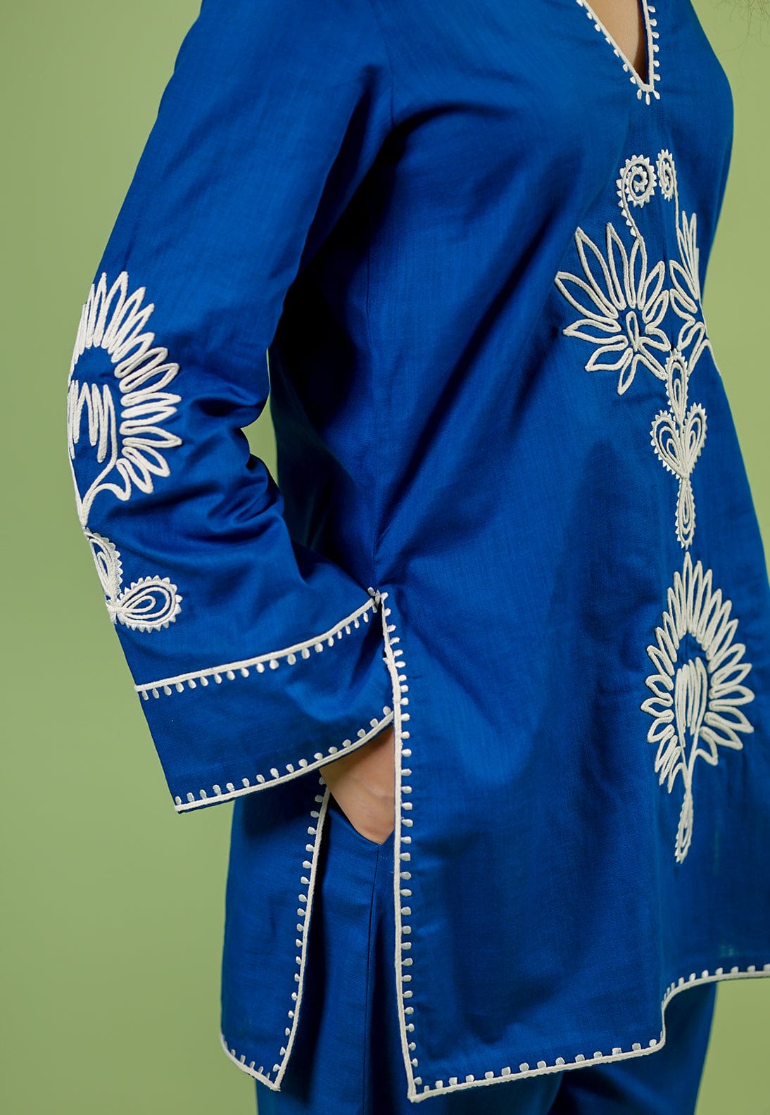 Royal Blue Embroidered Kurta Pant Set for Women
