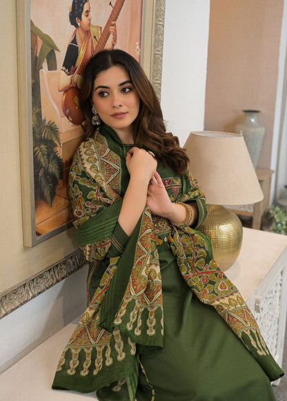 Olive Green Embroidered Kurta Pant Dupatta Set