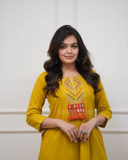 Premium Mustard Yellow Kurti Palazzo Set
