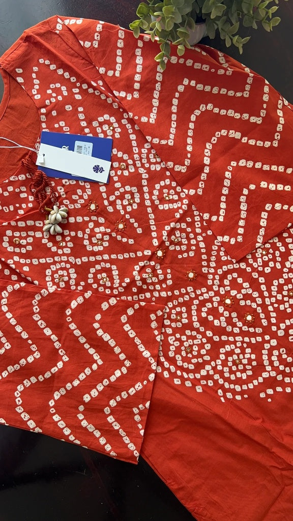 Women Bandhani Printed Regular Pure Cotton Kurta with Trousers & With Dupatta